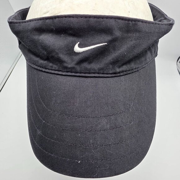 Vintage Nike Black Adjustable Mens Visor Hat Sportswear Classic Retro Dad Cap - Picture 7 of 7